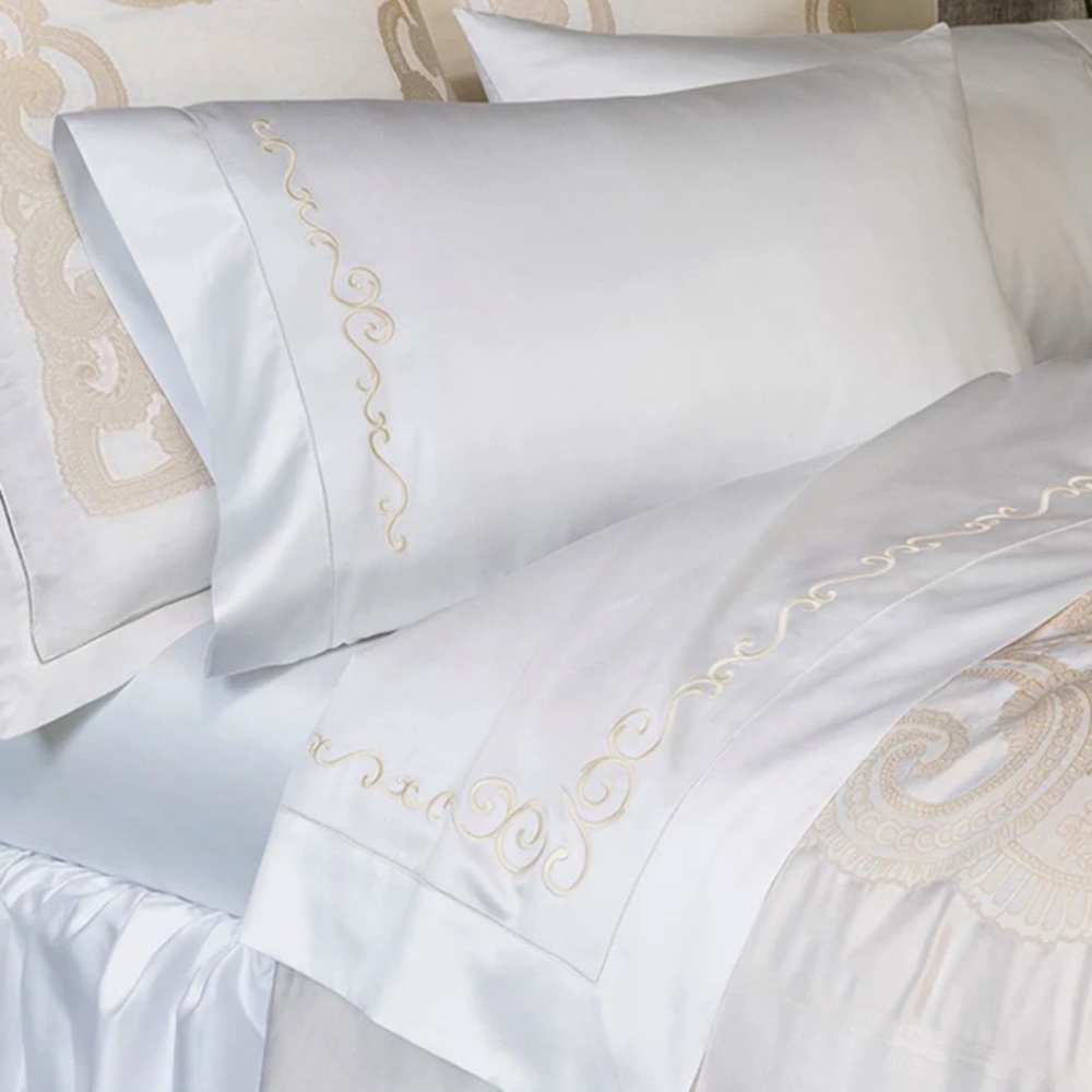 SFERRA GIZA SEVERINA SATEEN White King Flat Sheet MOST EXPENSIVE COLLECTION!
